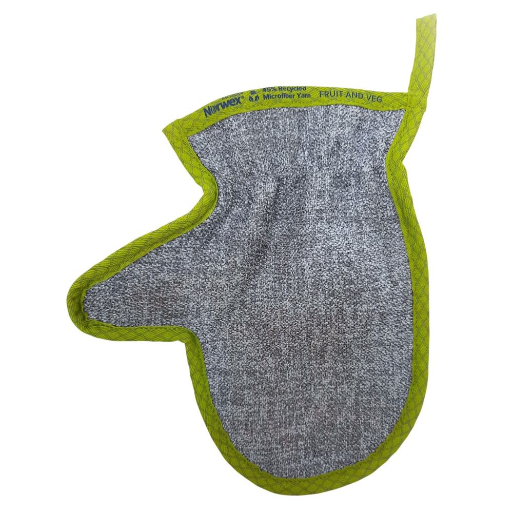 Norwex Fruit and Veggie Scrub Mitt Produce Cleaning Cloth BacLock Gray Avocado